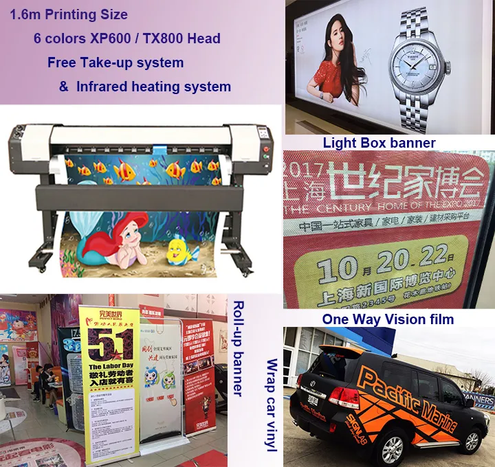 1.6m Dx5 / Dx7 / XP600 Digital Inkjet Eco Solvent Tarpaulin Printing Printer Plotter Price