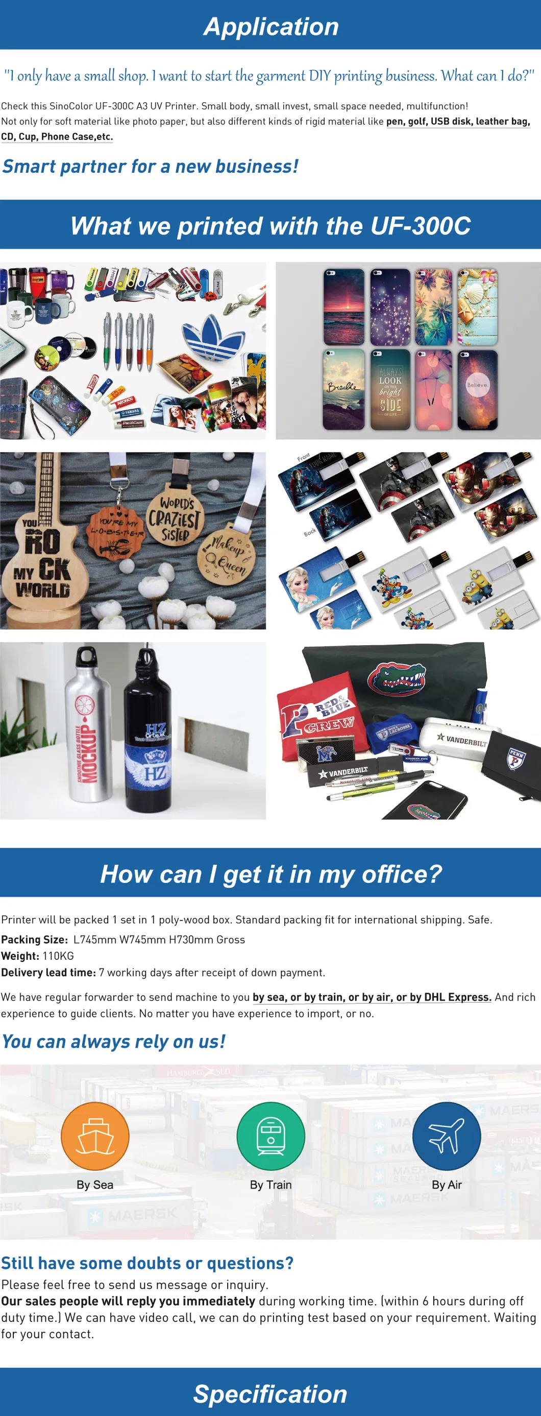 1440 Dpi Sinocolor 30X 50 Cm UV Flatbed Printing Machine for Phone Case, Pen, Bottle