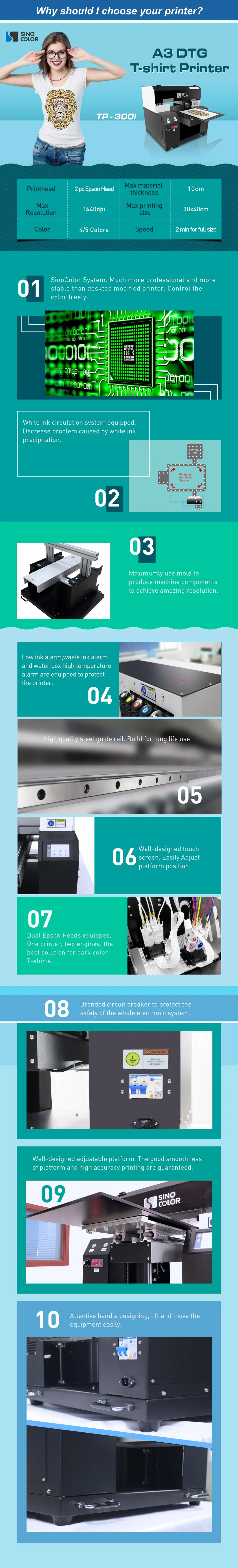 4/5 Color Sinocolor 30X40 Cm Cotton T-Shirt Printing Machine Tp-300 in Shanghai