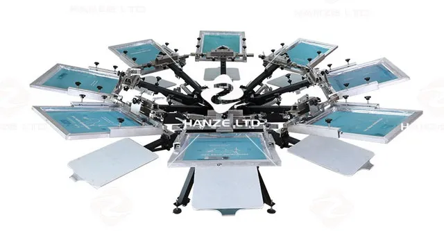 8 Color 8 Station Silk Screen Printing Machine Press