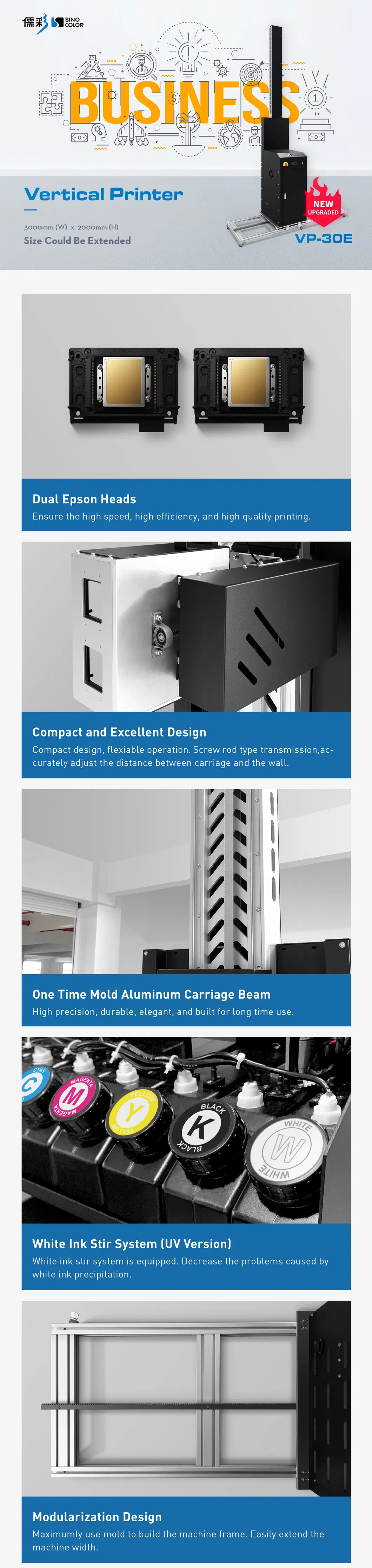 Best 3*2m Cmyk / Cmyk+W Max 1440 Dpi Vertical Mural Wall Printer for Wall Decor Display Art