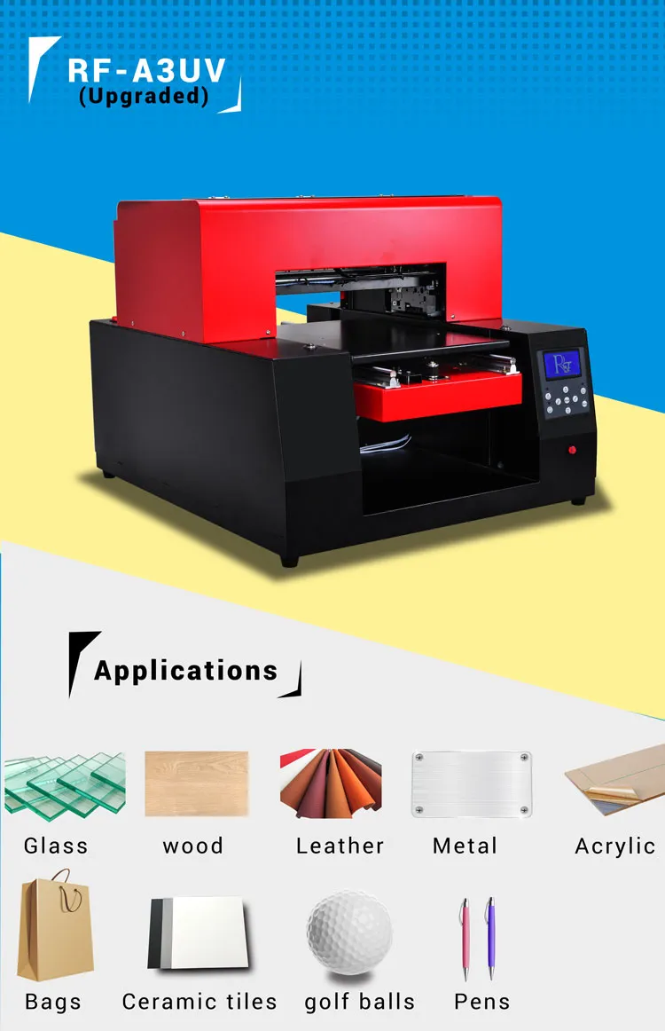 Big Discount A3 Flatbed Printer Print Head R1390 Save Ink Cost Print Glass/Metal/Stone/Almost of Faltbed Objects A3 UV Printer