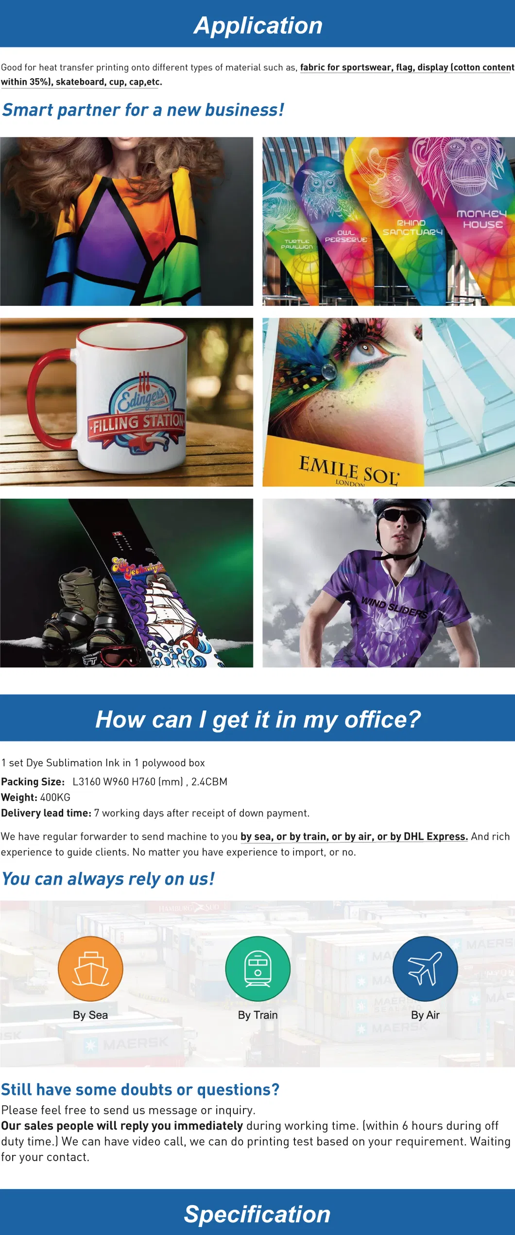 China Made Large Format High Speed 70sqm/H Digital Heat Transfer Sublimation Printer with Anti-Collision System