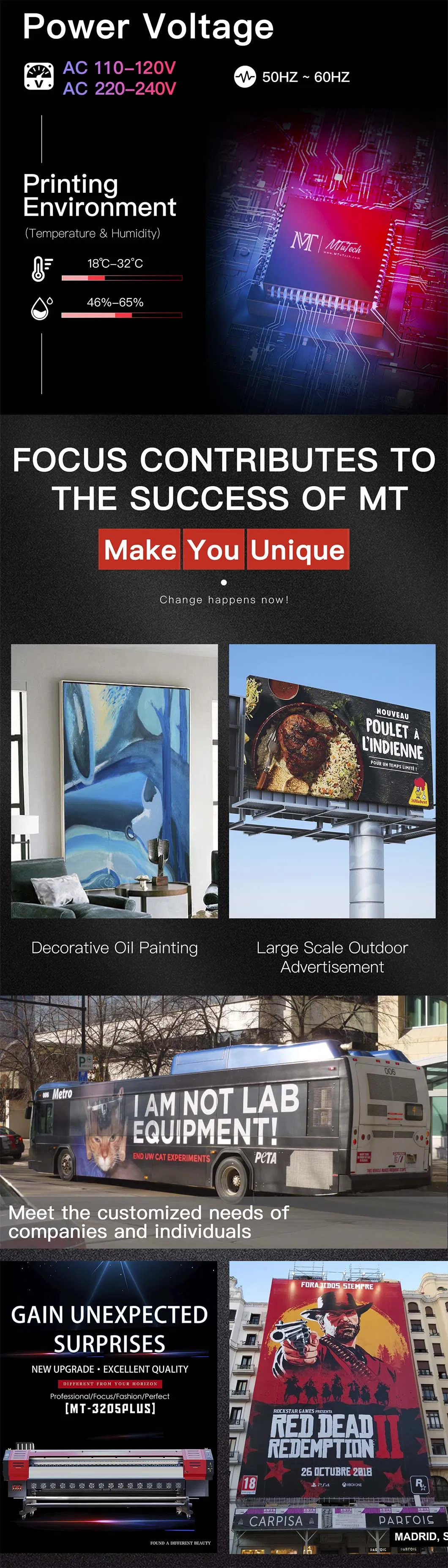 Digital Eco Solvent Printer with Epson Dx5 Printhead 1440*1440dpi, 3.2m