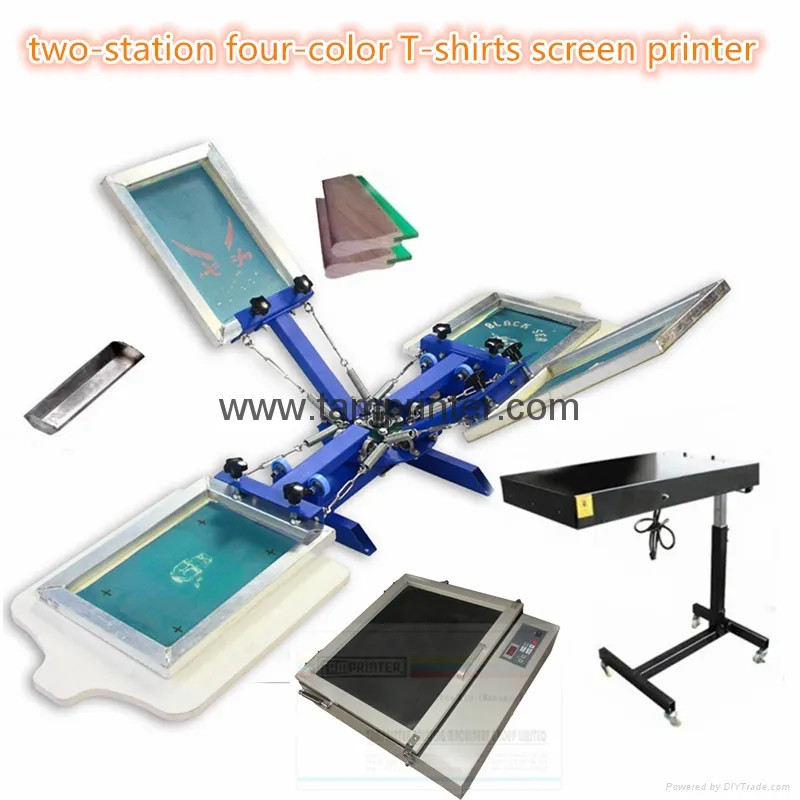 DIY Suit-Squeegee+Exposure Unit+Flash Dryer+4 Color T-Shirt Screen Printer