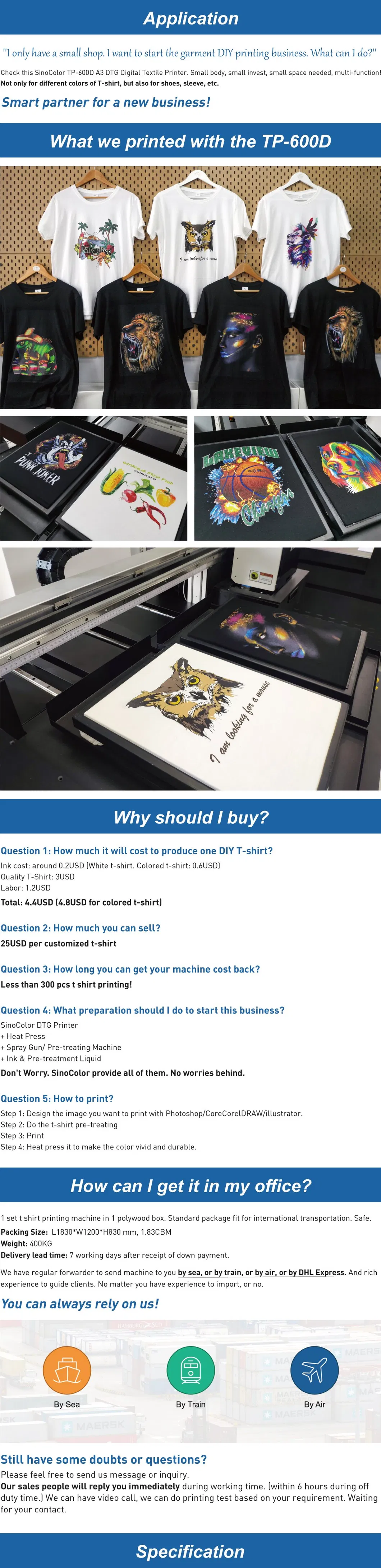 Factory One-Stop Supply A2 Dual Platen Full Automatic Textil DTG Printer with White Ink Circulation