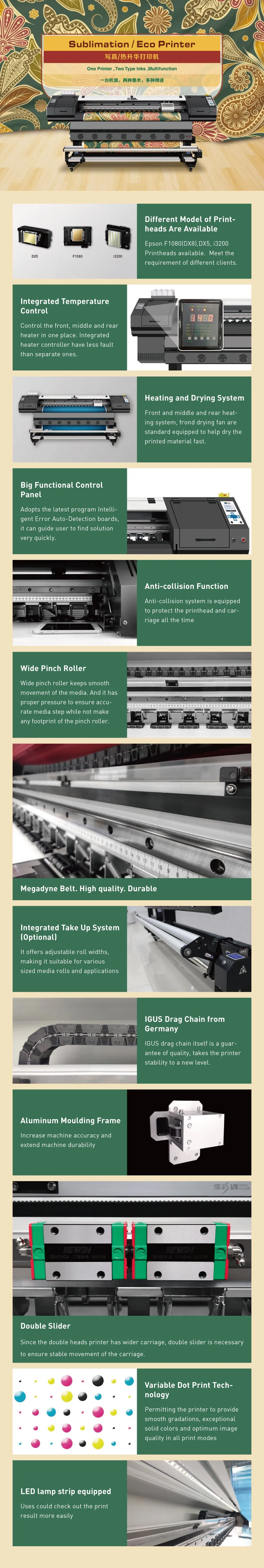 High Resolution Sublimation Transfer Printer Wj-740p with Epson Head