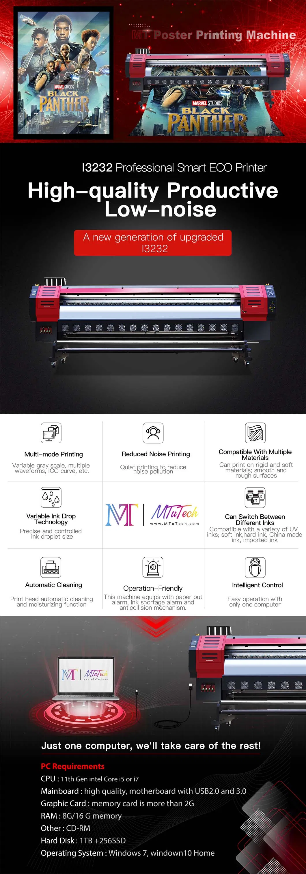 I3200 Eco Solvent Printer 3.2m with Epson Printhead Higest Resolution 1440*1440dpi