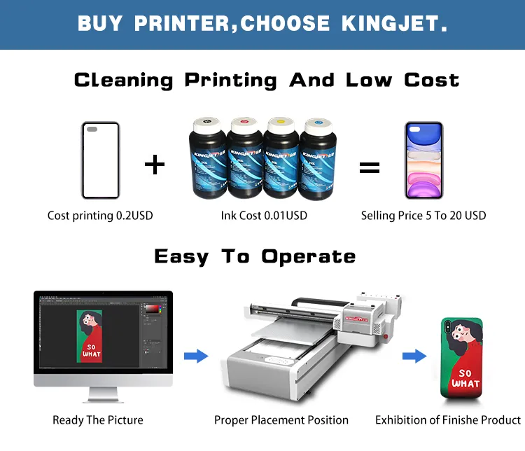 Kingjet UV Printer 1440dpi XP600/ 4 Toshiba Ce4 Head Phone Case Wood A3 LED UV Flatbed Printer