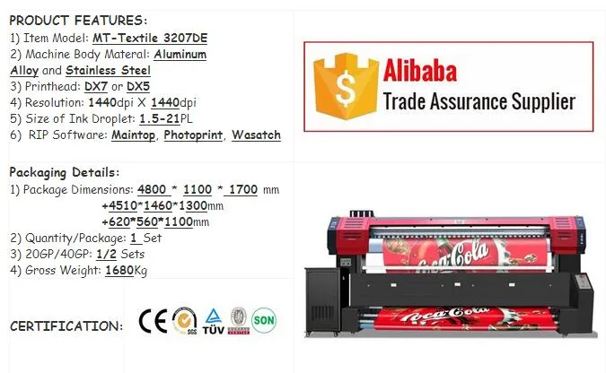 Large Format Inkjet Printer Textile Printer 3.2m for Bedding Production with Epson Printhead 1440*1440dpi Resolution