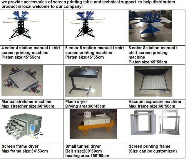 Manual T Shirt Screen Printing Machine for 8 Color 8 Station