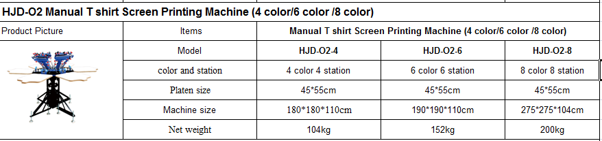 Manual T Shirt Screen Printing Machine for 8 Color 8 Station