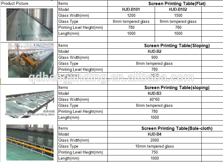Manual Textile Sloping Screen Printing Table
