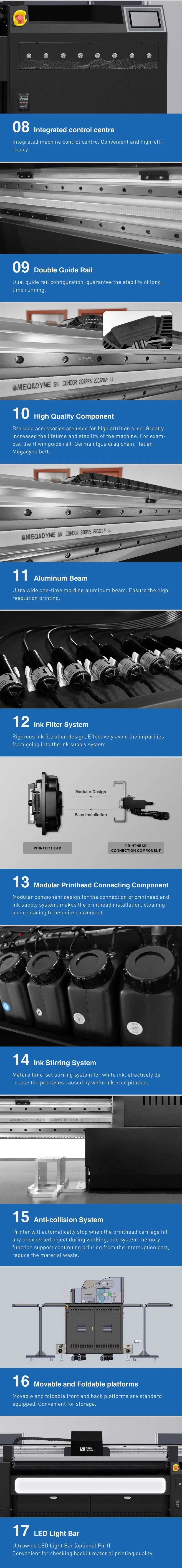 Modern Design Advanced 2/4 I3200-U Heads 2m Large Format Banner Vinyl PVC Board UV Flatbed and Roll Printer with White Ink Circulation and Stirring System