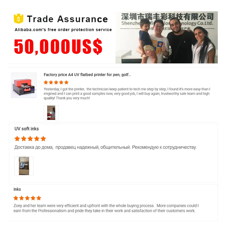 Refinecolor Multicolor A4 UV Printer for Pen, Mobile Phone Shell, Disk, Golf Ball, Metal Printing