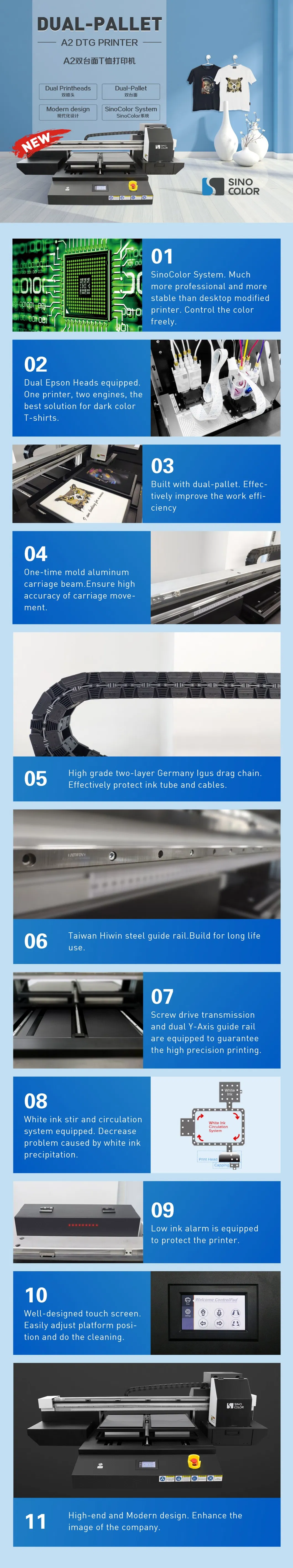 Sinocolor China Made 1440 Dpi DTG Printer Tp-600d in Shanghai with Epson Printhead