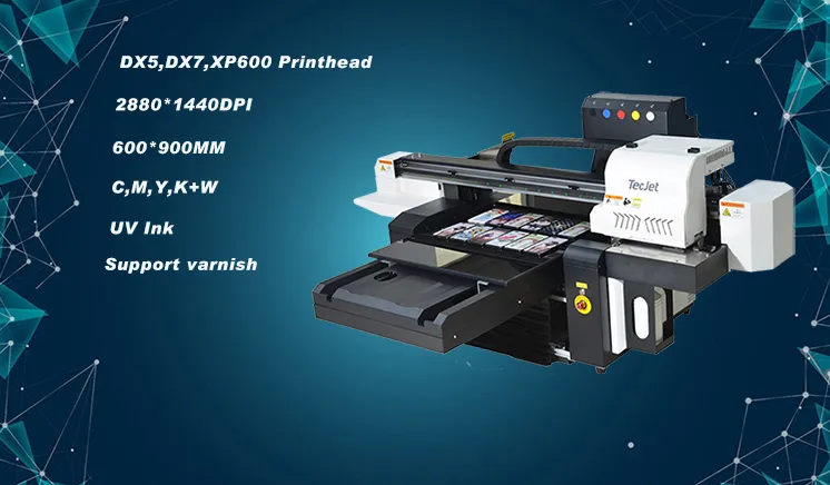 Tecjet Dx5, Dx7, XP600 Printhead 6090 UV Flatbed Printer Passport Cover Printing Machine